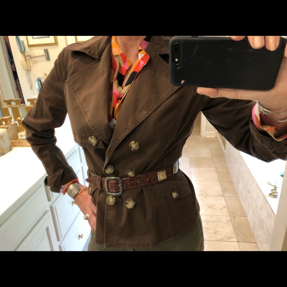 Apt. 9 brown denim jacket, double breasted, Women’s size medium